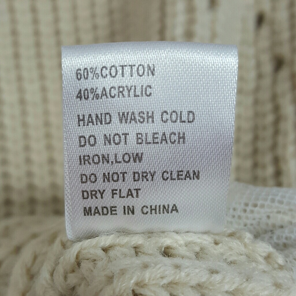 POL Cream Cable Knit Sweater White Lace Hem L - Picture 4 of 5